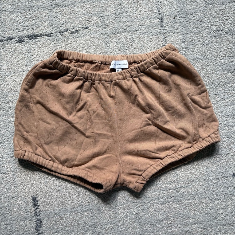 Something Navy Bloomer Shorts in Tan Size Medium